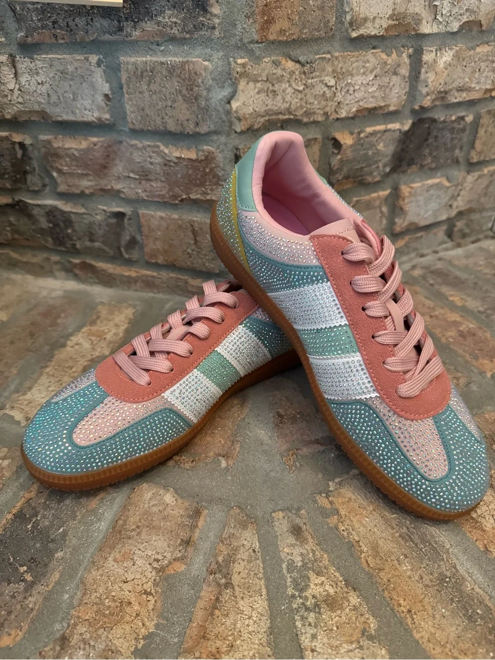Berness Sparkle Pastel Athletic Sneakers - Pink, Teal & Mint Size 10